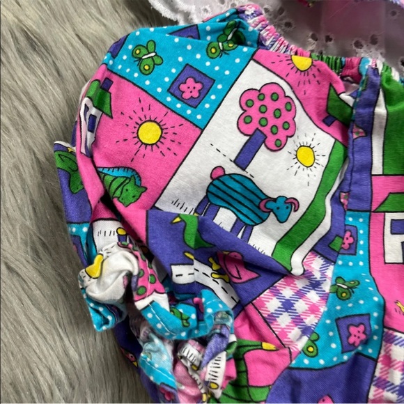 Vintage Martha’s Miniatures Baby Girls Pink Purple Animal Ruffle Dress - Picture 2 of 12